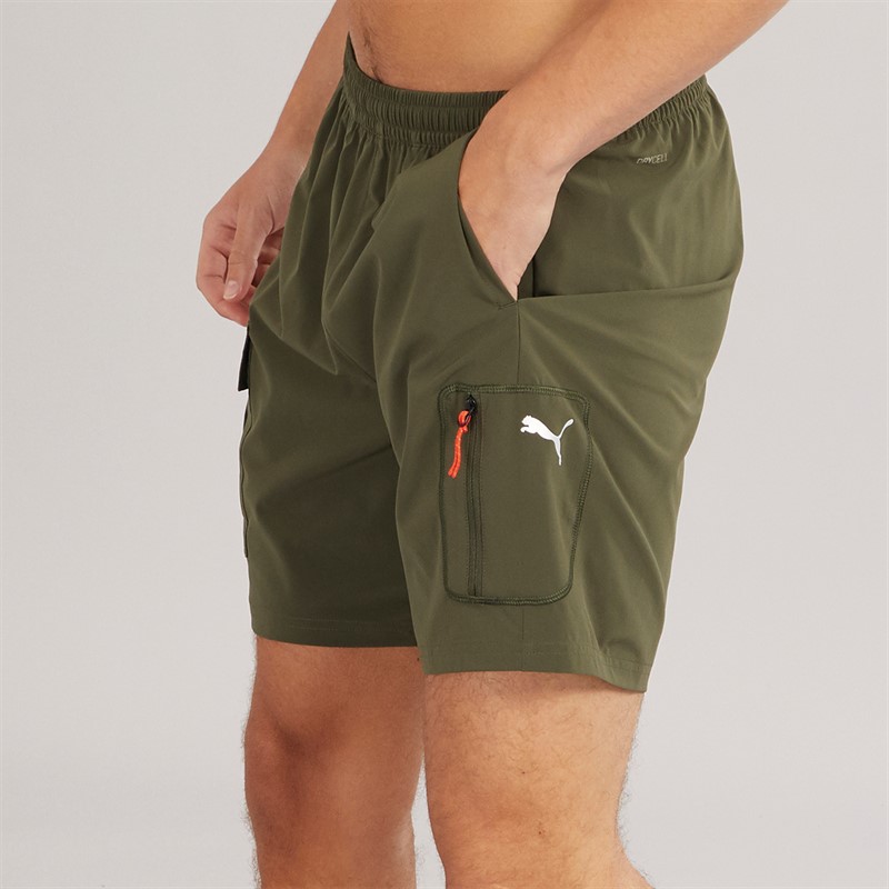 Puma Mens M Train 7 Woven Cargo Shorts Dark Olive