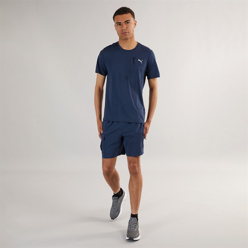Puma Mens M Train 7 Woven Cargo Shorts Club Navy