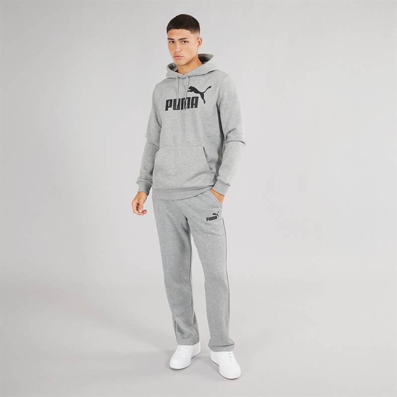 Puma Mens Essentials Logo Open Hem Track Pants Medium Grey Heather