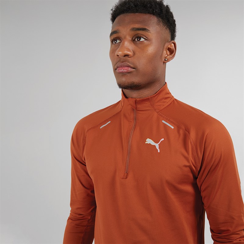 Puma Mens Run Cloudspun 1/4 Zip Running Top Mars Red