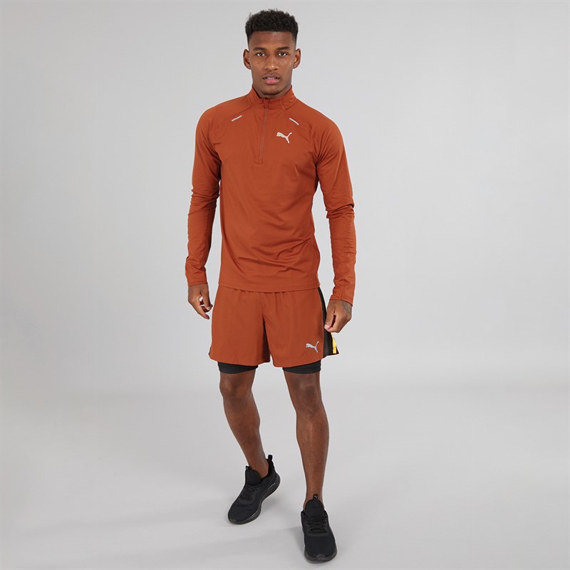 Puma Mens Run Cloudspun 1/4 Zip Running Top Mars Red