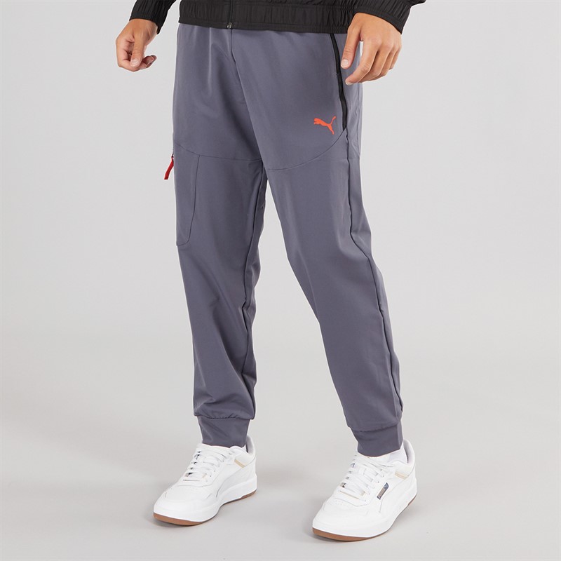 Puma Mens Pumatech Woven Track Pants Grey/Red - Size S
