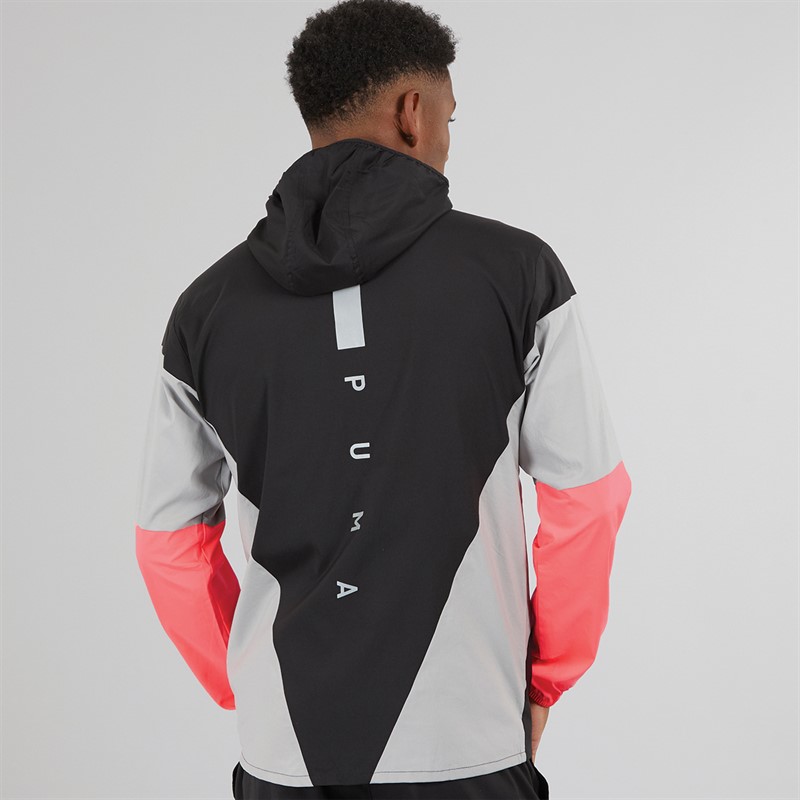 Puma Mens Run Speed Brights Lightweight Running Jacket Black/Sunset