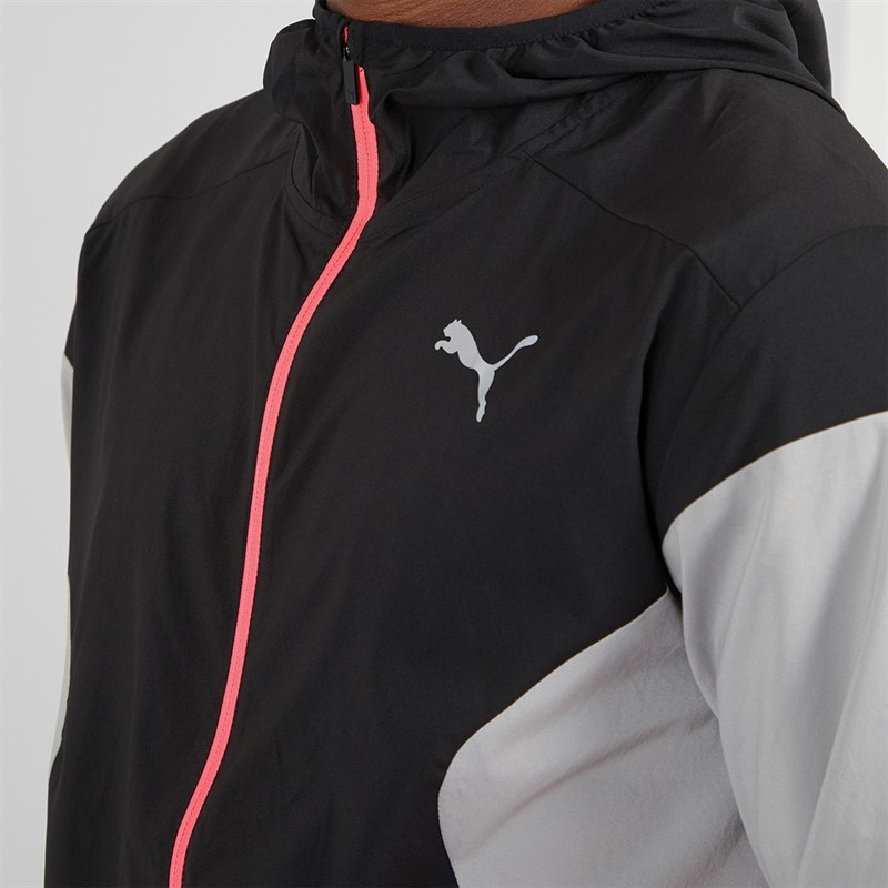 Puma Mens Run Speed Brights Lightweight Running Jacket Black/Sunset
