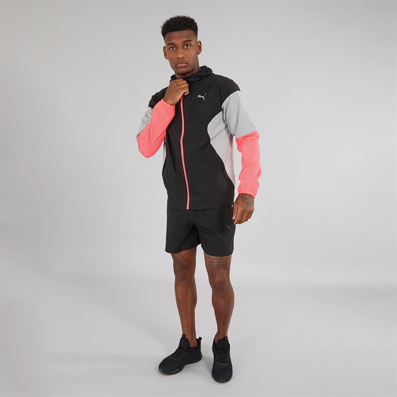 Puma Mens Run Speed Brights Lightweight Running Jacket Black/Sunset