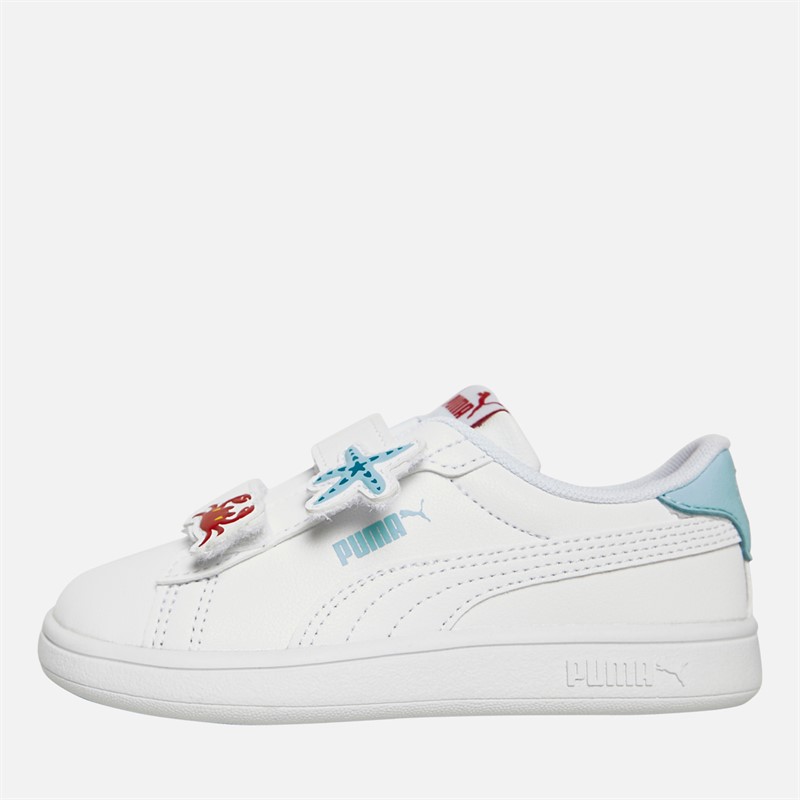 Puma Infant Girls Smash 3.0 Badges V Trainers White/Blue/Red - Size 6K
