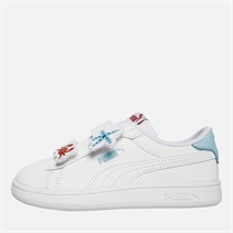 Puma Infant Girls Smash 3.0 Badges V Trainers White/Blue/Red