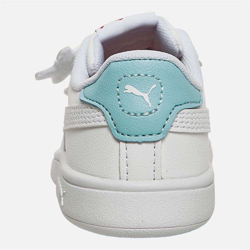 Puma Infant Girls Smash 3.0 Badges V Trainers White/Blue/Red