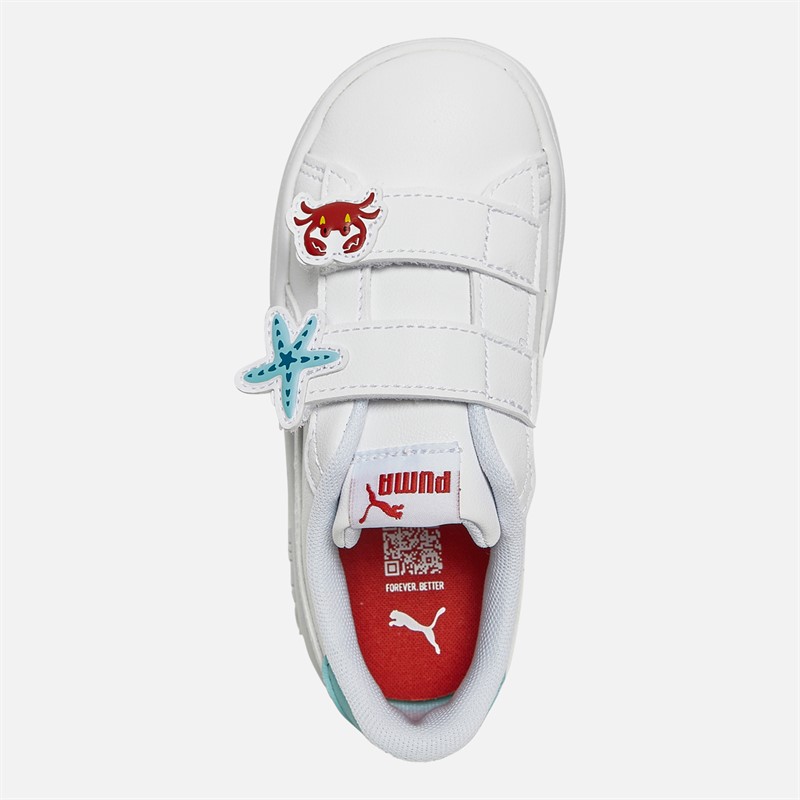 Puma Infant Girls Smash 3.0 Badges V Trainers White/Blue/Red