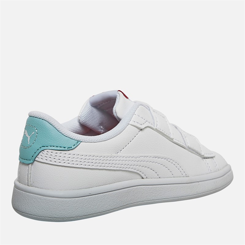 Puma Infant Girls Smash 3.0 Badges V Trainers White/Blue/Red