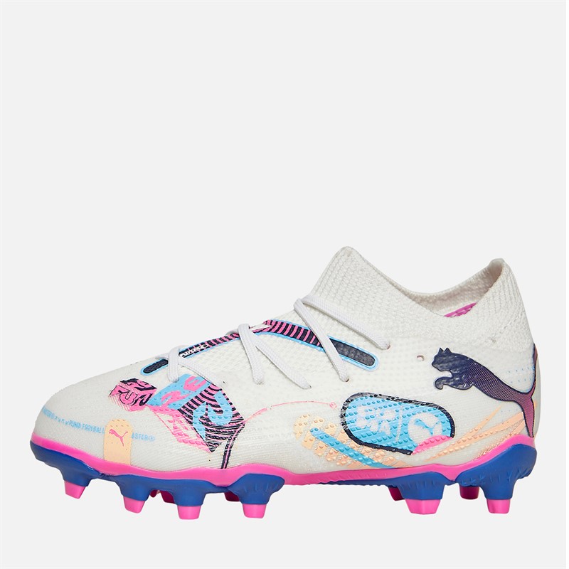 Puma Boys Future 7 Match Vol. Up FG/AG Firm/Artificial Ground Football Boots Puma White - Size 5