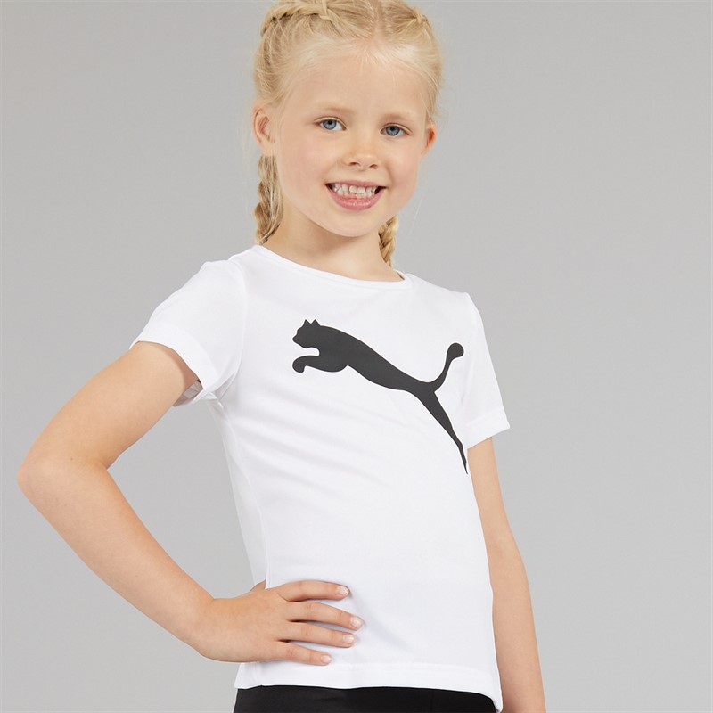 Puma Junior Girls Active Cat Logo T-Shirt Puma White