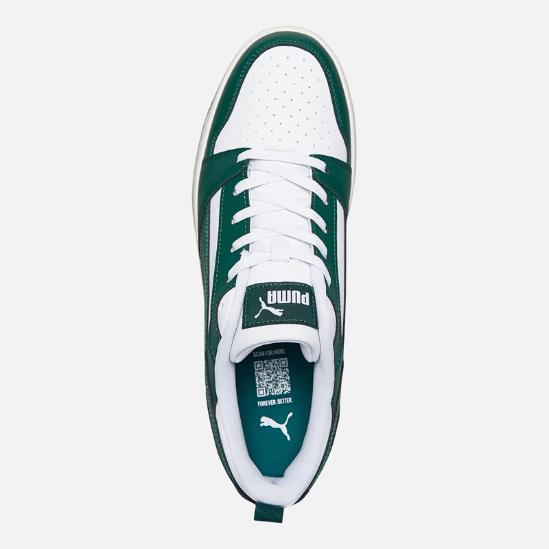 Puma Mens Rebound V6 Low Trainers Myrtle/White