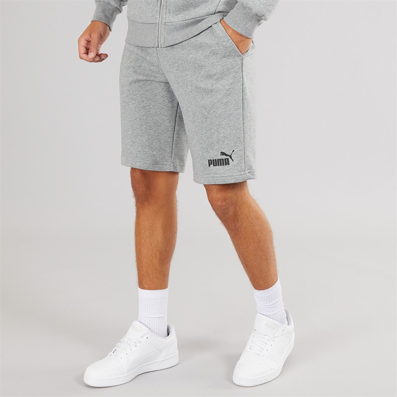 Puma Mens Essentials Logo Fleece Shorts Medium Grey Heather - Size S
