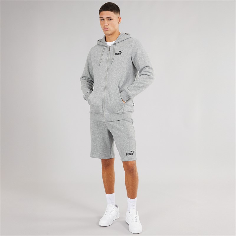 Puma Mens Essentials Logo Fleece Shorts Medium Grey Heather