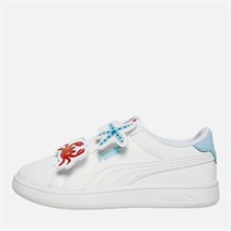 Puma Girls Smash 3.0 Badges V Trainers White/Blue/Red