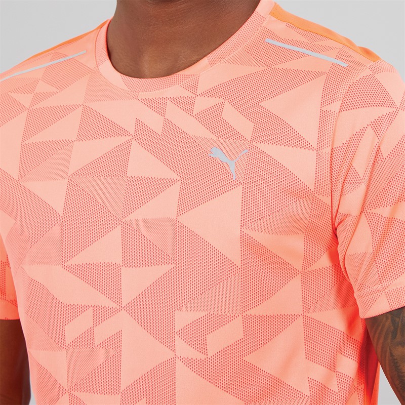 Puma Mens Train All Day Geometric Speed Brights T-Shirt Glowing Red