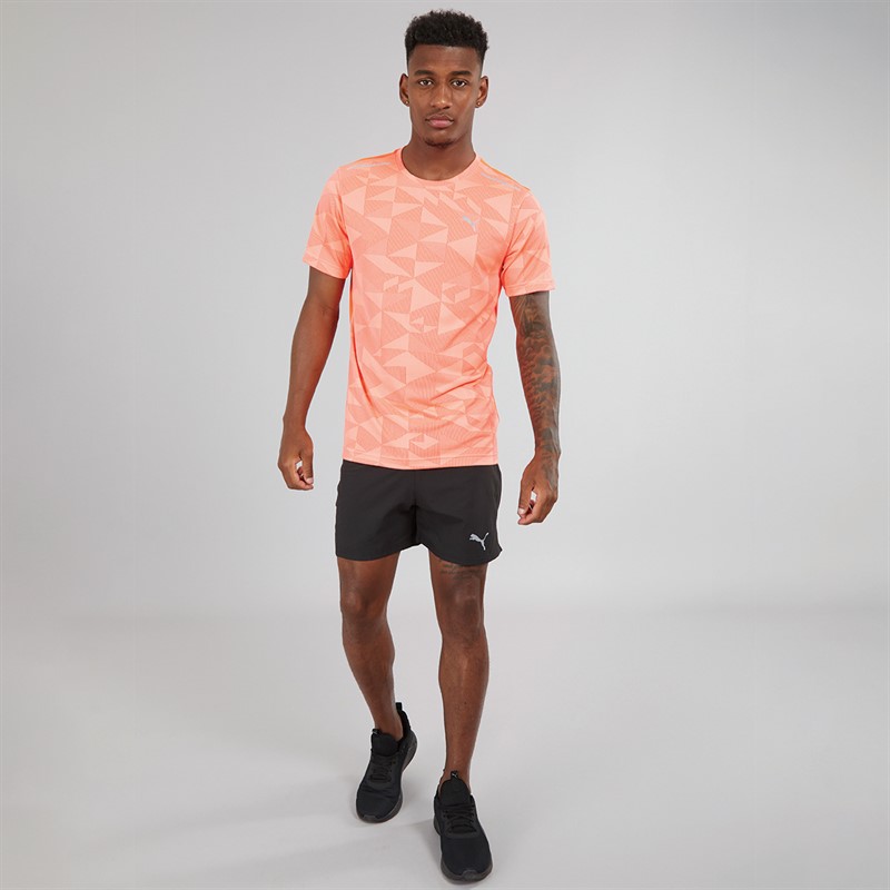 Puma Mens Train All Day Geometric Speed Brights T-Shirt Glowing Red