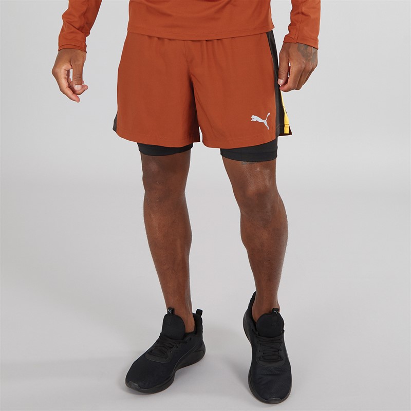 Puma Mens Run Favorite Velocity Woven 2-In-1 Running Shorts Red/Black - Size XL