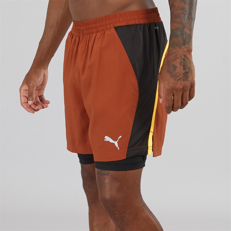 Puma Mens Run Favorite Velocity Woven 2-In-1 Running Shorts Red/Black