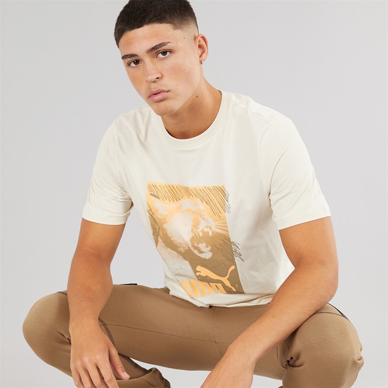 Puma Mens Graphics Photoprint T-Shirt Alpine Snow - Size S