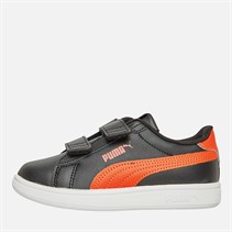 Puma Boys Smash 3.0 Leather V Trainers Black/Red