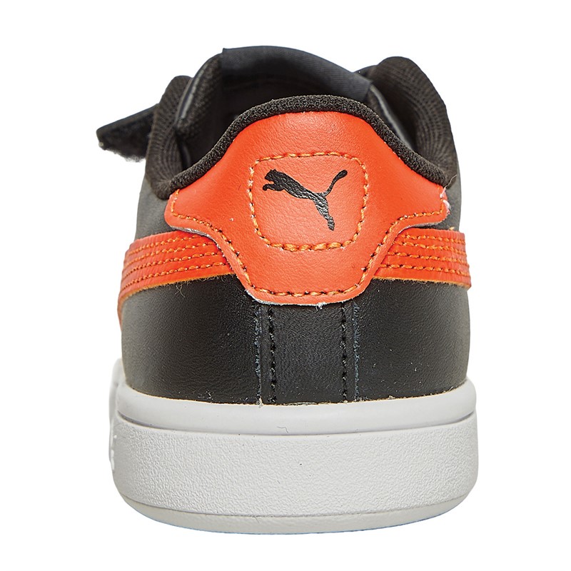 Puma Boys Smash 3.0 Leather V Trainers Black/Red