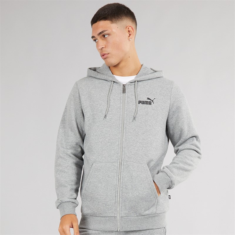 Puma Mens Essentials Small Logo Full Zip Hoodie Medium Grey Heather - Size XXL