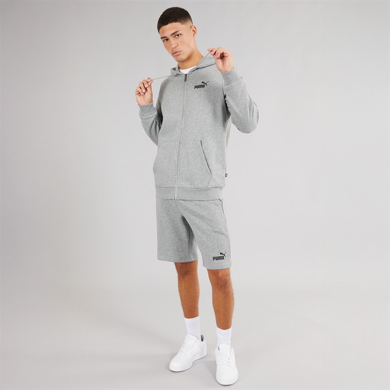 Puma Mens Essentials Small Logo Full Zip Hoodie Medium Grey Heather