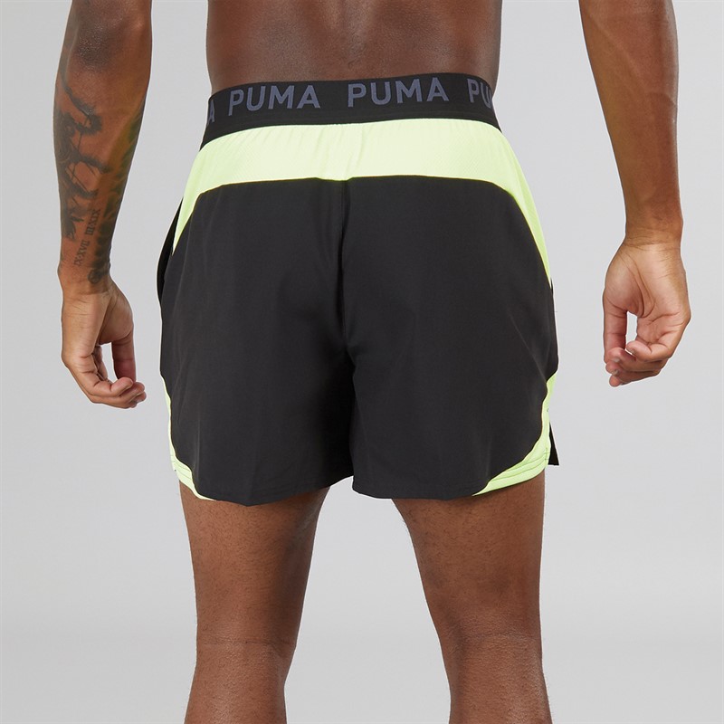 Puma Mens Puma Fit 5 Inch Stretch Speed Brights Training Shorts Black/Apple