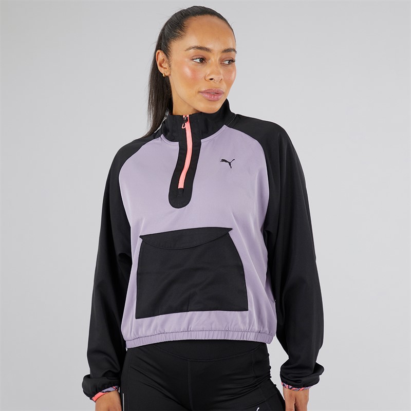 Puma Womens Hypernatural Woven Training 1/2 Zip Top Pale Plum - Size L