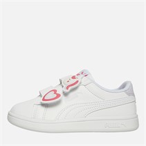 Puma Girls Smash 3.0 Badges V Trainers White/Rose