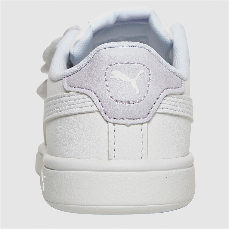 Puma Girls Smash 3.0 Badges V Trainers White/Rose