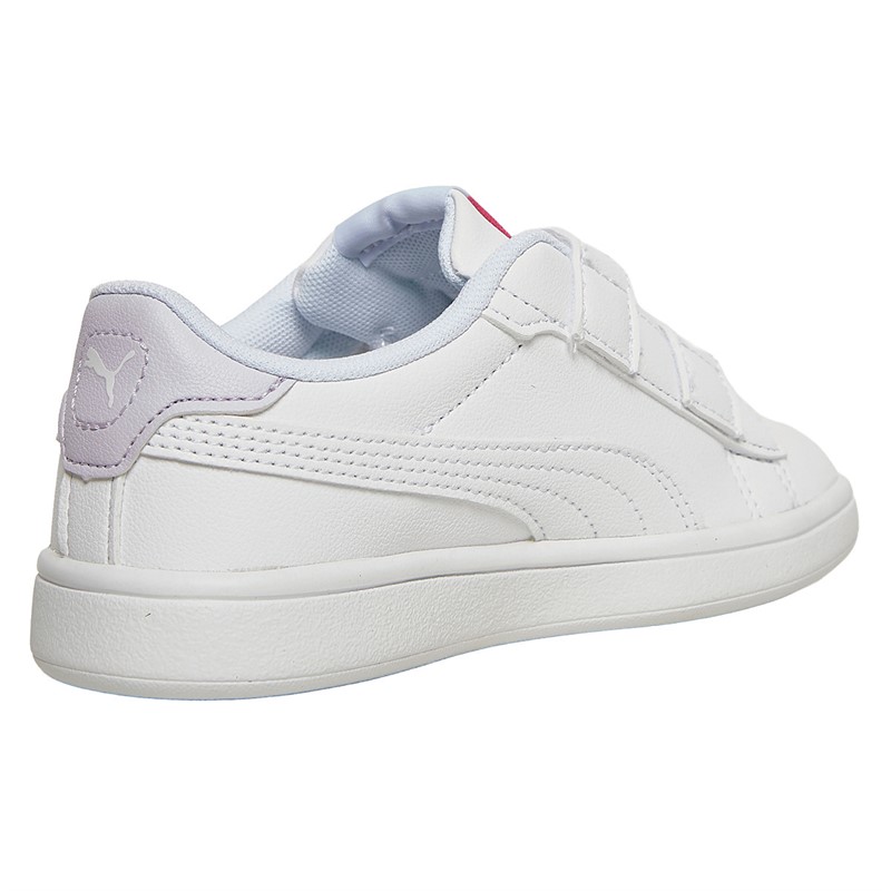 Puma Girls Smash 3.0 Badges V Trainers White/Rose