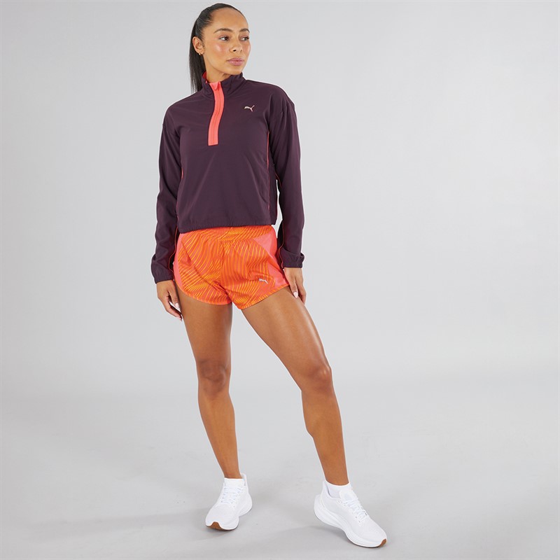 Puma Womens Run For Her Fashion Woven 1/2 Zip Running Top Purple/Pink