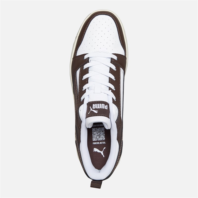 Puma Mens Rebound V6 Low Trainers White/Brown