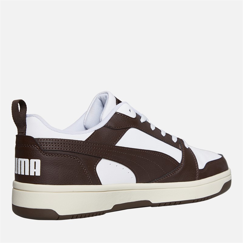 Puma Mens Rebound V6 Low Trainers White/Brown