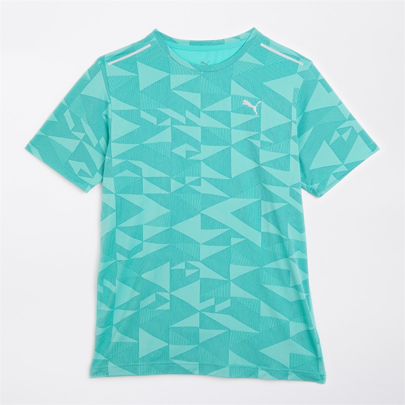Puma Mens Train All Day Geometric Speed Brights T-Shirt Aquatic
