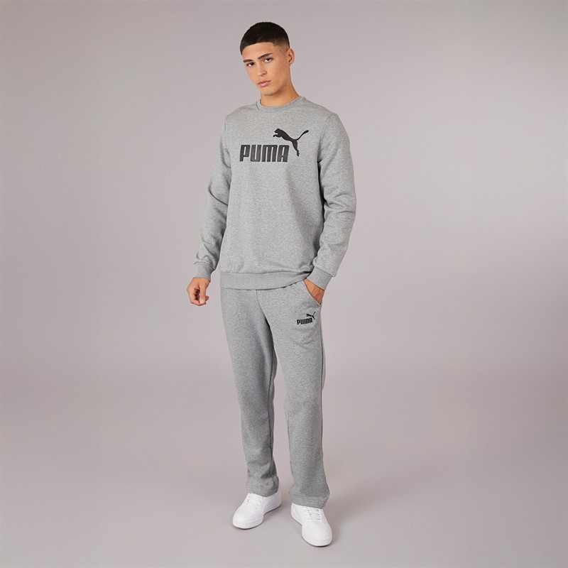 Puma Herren Essentials Großes Logo Rundhals Sweatshirt Medium Grau Meliert