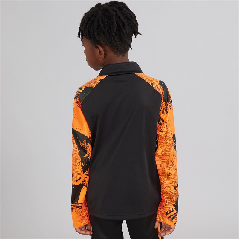 Puma Junior Boys Individualliga Camo 1/4 Zip Top Black/Orange