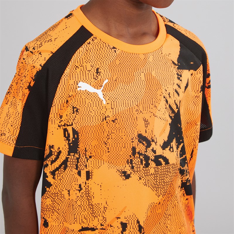 Puma Boys Junior Individualliga Camo Graphic Jersey Black/Orange