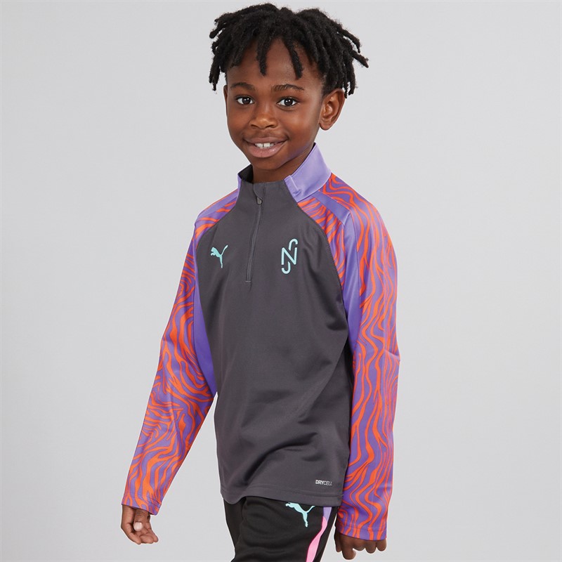 Puma Junior Boys Neymar JR Creativity 1/4 Zip Top Dark Coal - Size 9/10Y