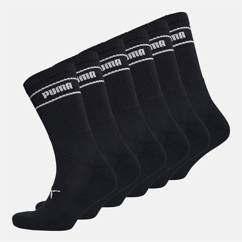 Puma Logo Six Pack Crew Socks Black/Black