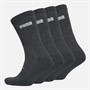 Puma Logo Four Pack Crew Socks Grey Melange/White