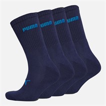 Puma Logo Four Pack Crew Socks Navy