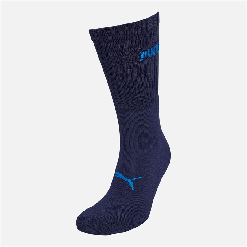 Puma Logo Four Pack Crew Socks Navy