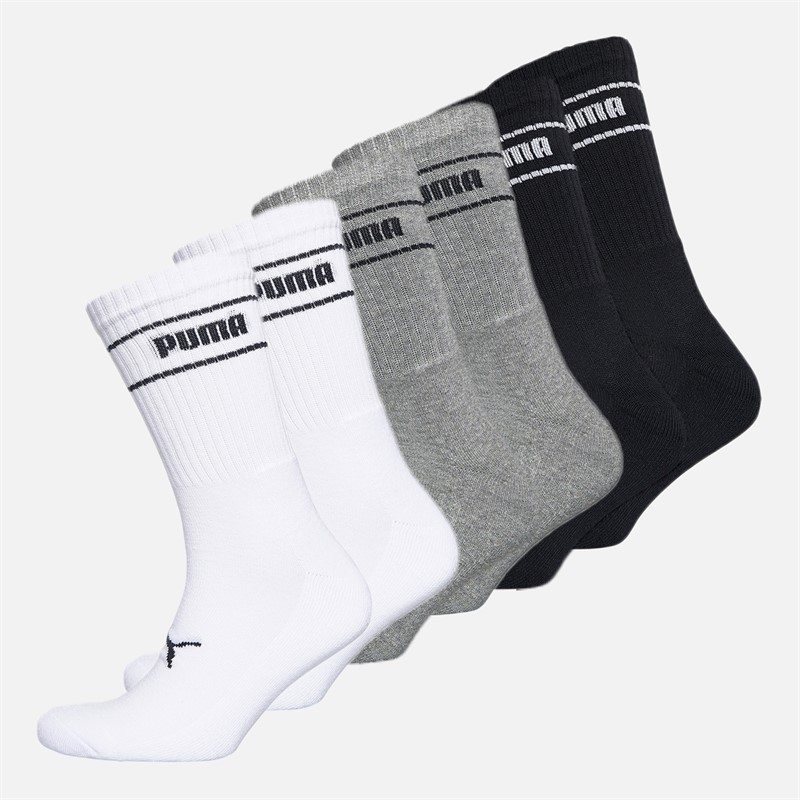 Puma Logo Six Pack Crew Socks White/Grey/Black