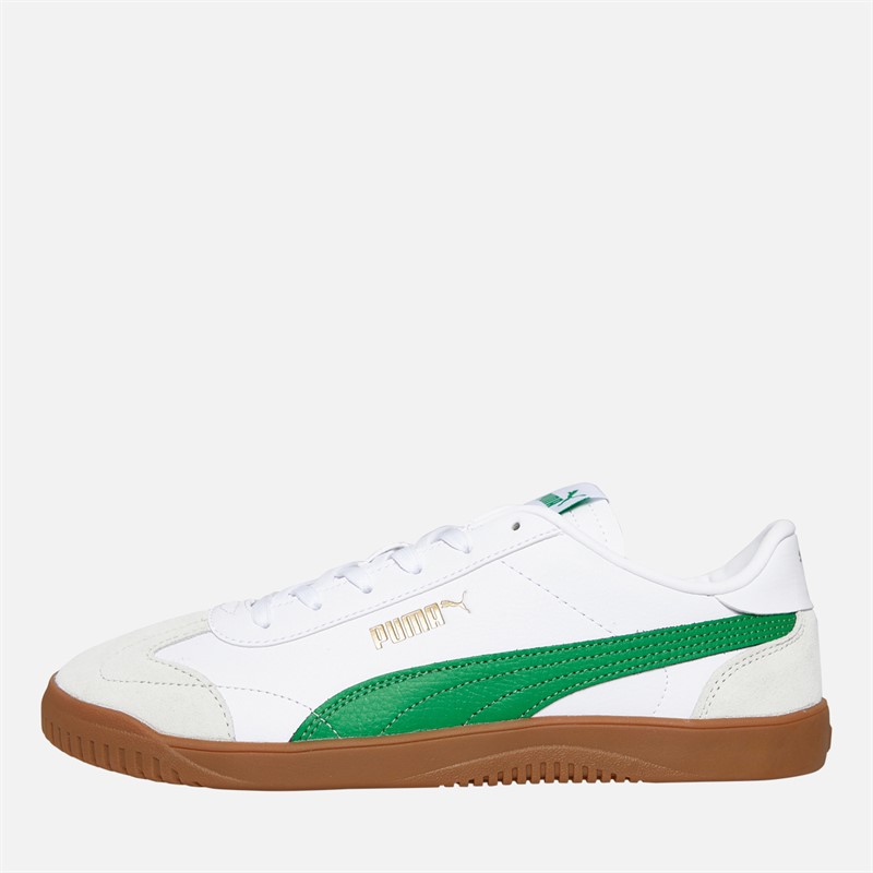 Puma Mens Club 5V5 Suede Trainers White/Green/Grey