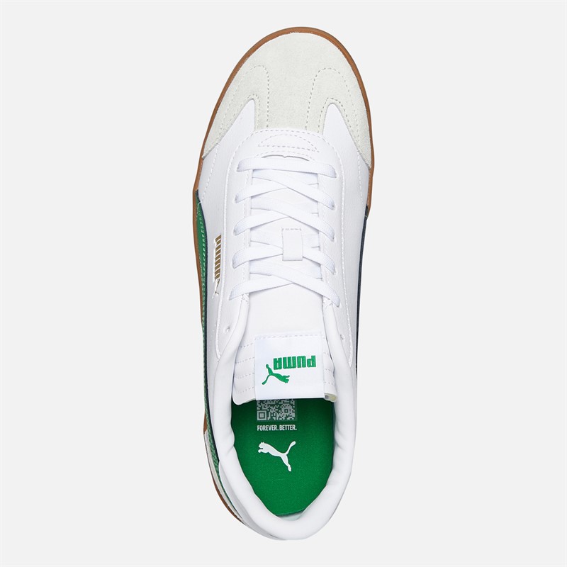 Puma Mens Club 5V5 Suede Trainers White/Green/Grey
