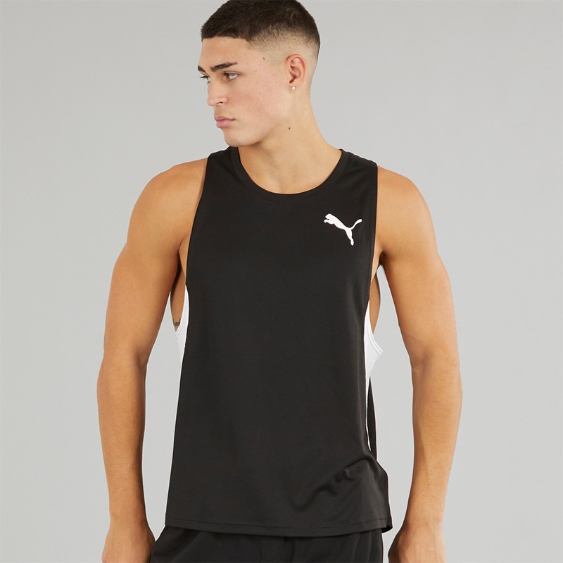 Puma Mens Cross The Line dryCELL Running Vest 3.0 Puma Black/White